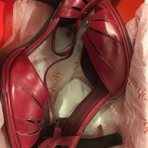 Charles David Ankle strap open toed heels.